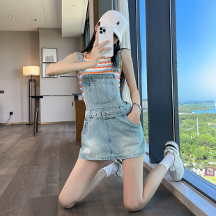 减龄牛仔背带短裙裤女夏季2026新款高腰显瘦韩版休闲辣妹连体短裤