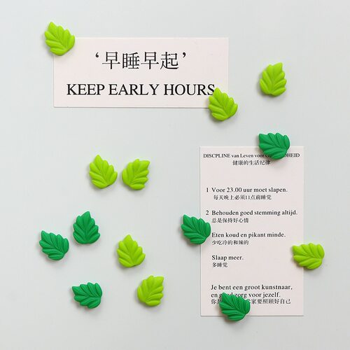 仿真绿色树叶树脂磁吸冰箱贴创意黑白板照片墙留言板固定磁性贴片