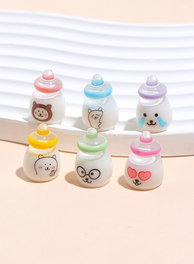 卡通可爱小熊奶瓶立体树微缩脂摆件创意电脑桌面车载装饰品小摆件