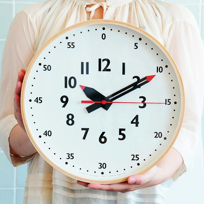 日本Lemnos双数儿童指针静音挂钟