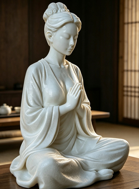 仿石古装美女禅意鱼缸造景桌摆件