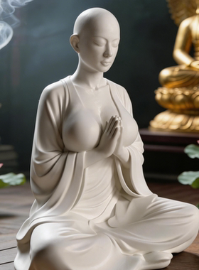 古风3D打印美女塑料雕塑中式禅意风书房茶室桌面摆件 加大版 20CM