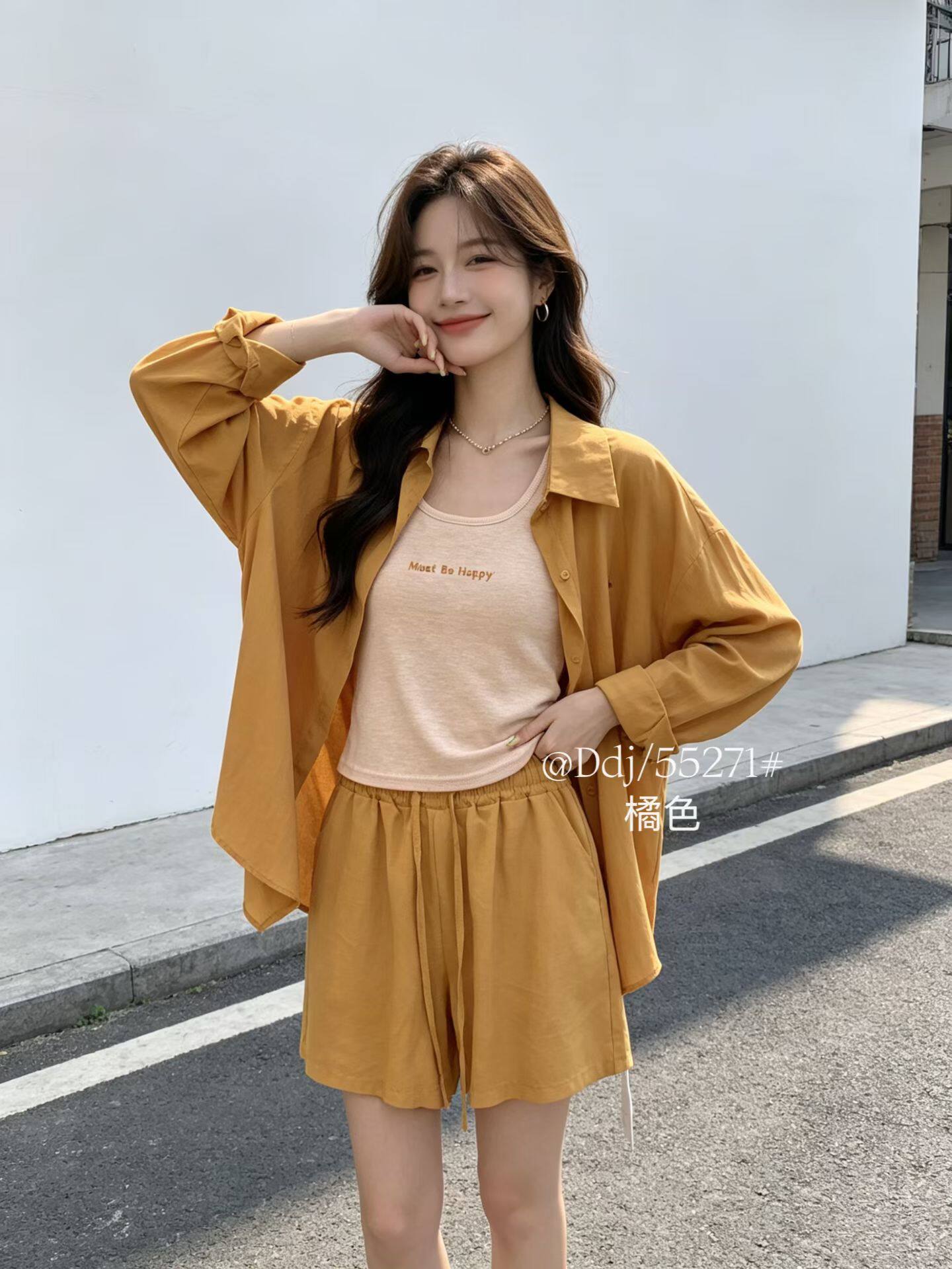 洋气时尚炸街防晒套装女2026夏季新款薄款长袖衬衫高腰阔腿裤包邮