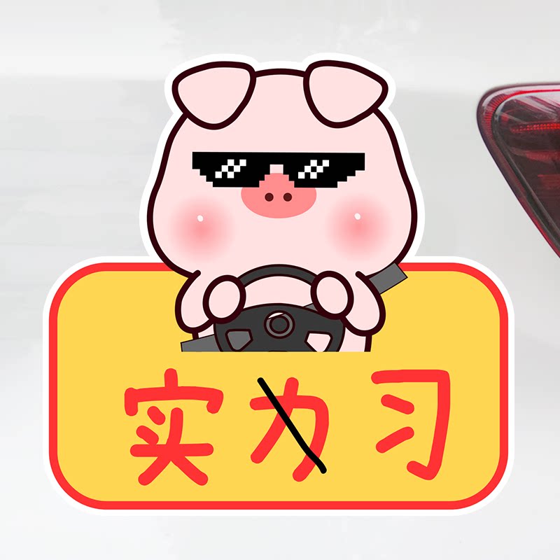 小笨猪实习车贴  实力新手创意搞笑磁性 汽车电动车贴 两个包邮