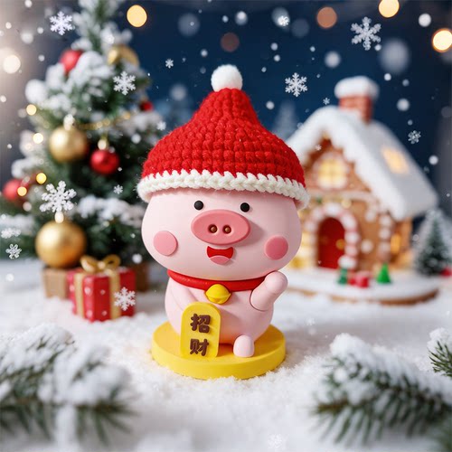 小笨猪财神帽娃衣圣诞帽钩织