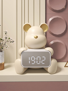 暴力熊电子时钟摆件表摆台式时间显示器客厅桌面装饰品坐立式闹钟