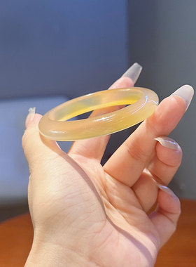 天然高冰黄高冰玛瑙手镯女