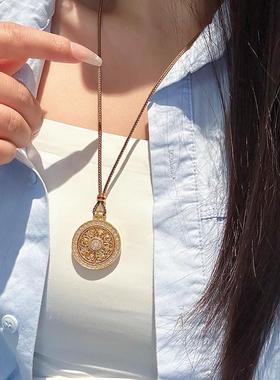 金店同款转运圆盘八宝罗盘吊坠项链新中式毛衣项链送女友生日礼物