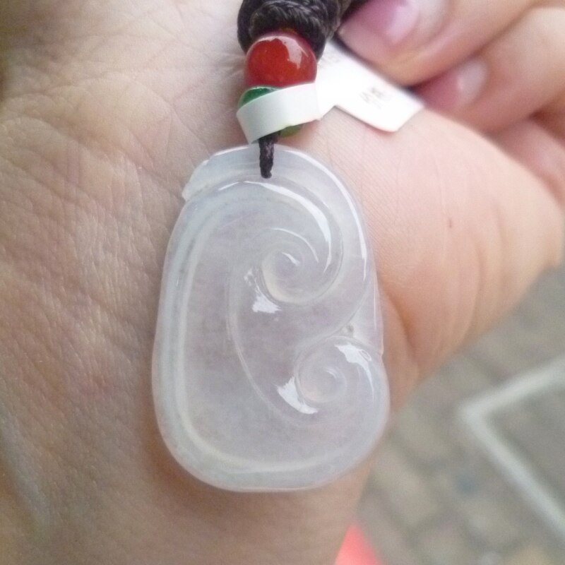 天然A货翡翠/冰种淡绿色大业有成叶子吊坠/挂件 特价