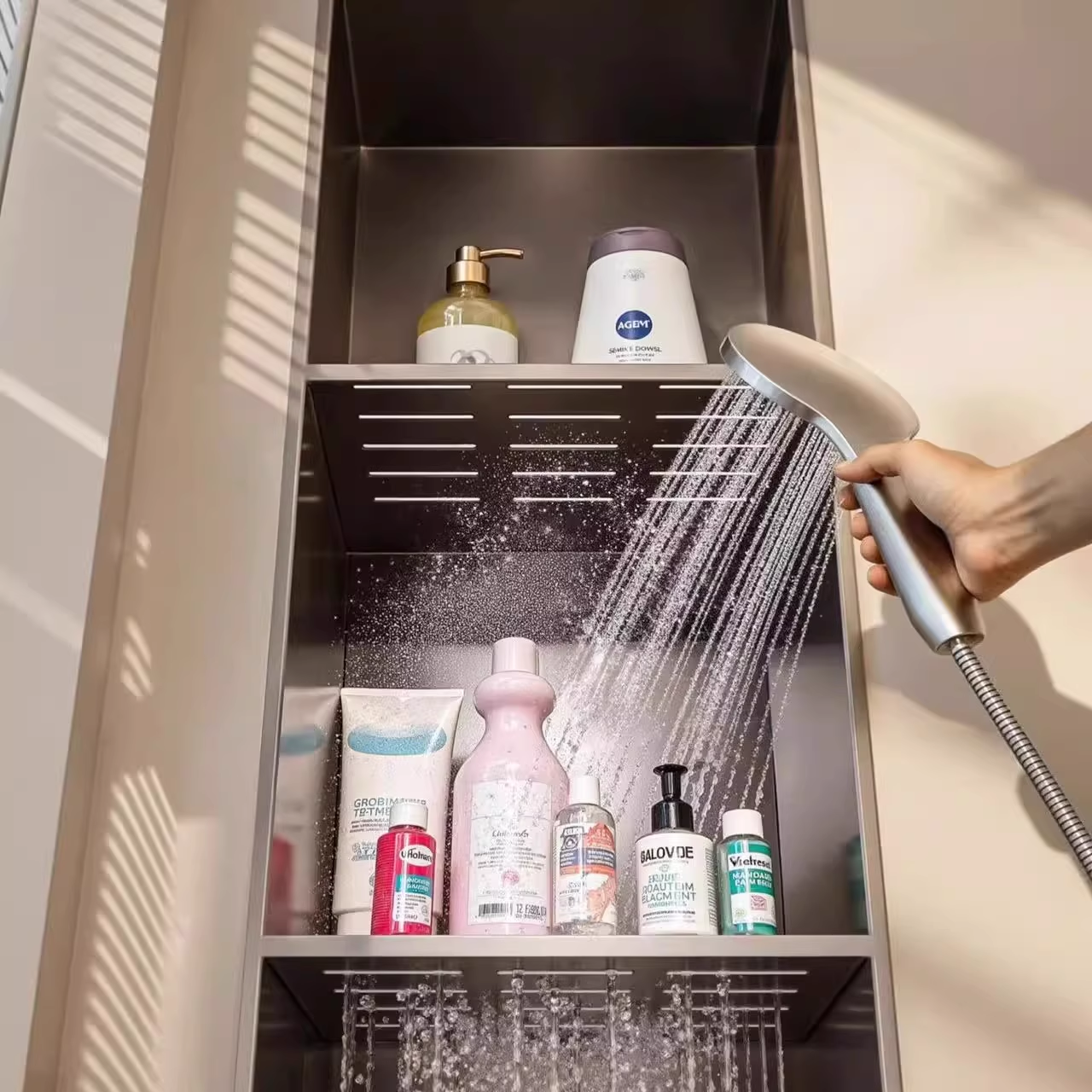 不锈钢沥水壁龛嵌入式卫生间浴室淋浴房铝合金置物架分层隔板壁笼