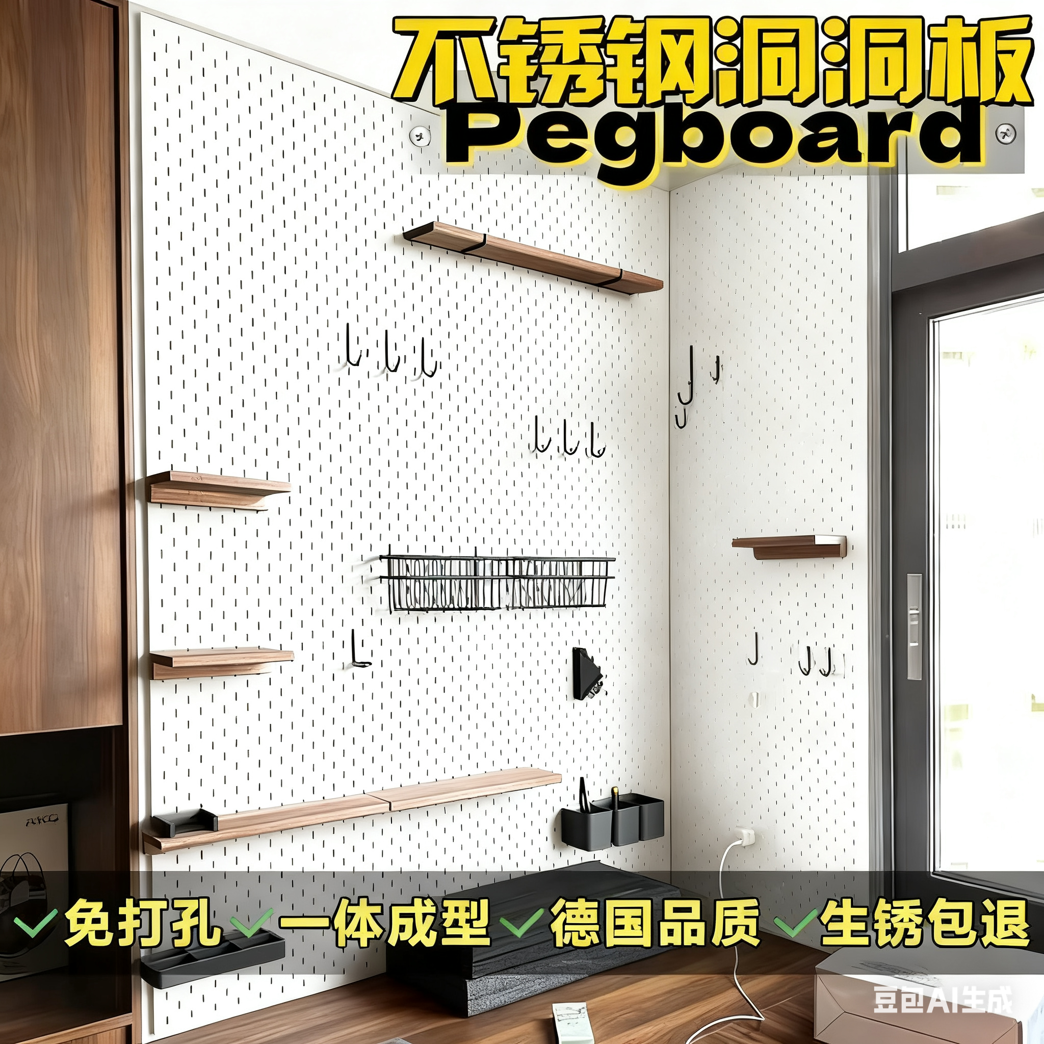不锈钢洞洞板置物架定制磁吸