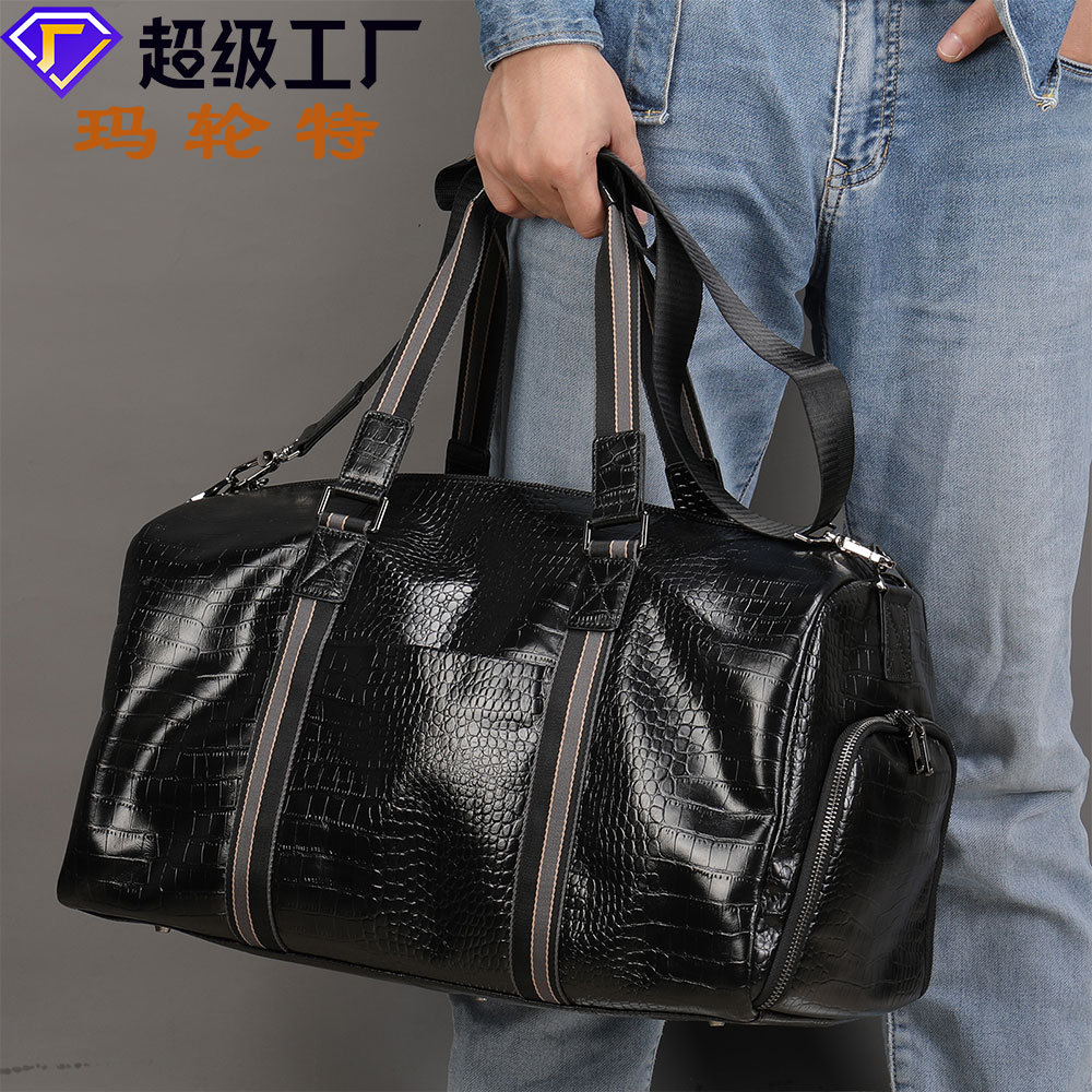 真皮短途旅行包男头层牛皮健身包男式干湿分离包带独立鞋仓