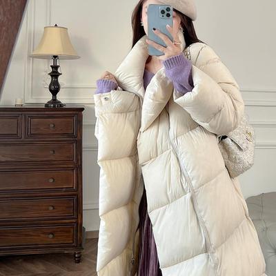 张涩涩 2024冬季新款 400g充绒无胆超轻面包超长超厚白色羽绒服女