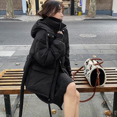 张涩涩 白鸭绒2021年羽绒服女短款冬季收腰系带修身加厚