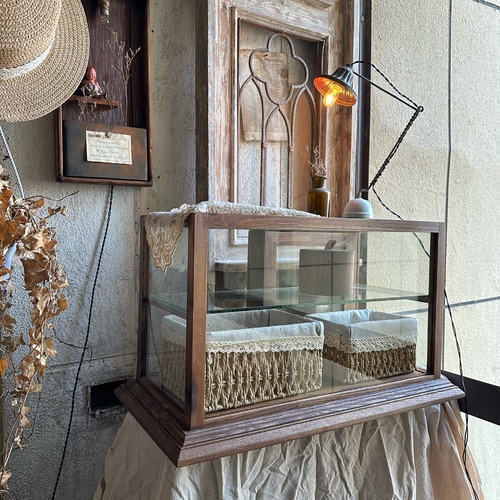 复古实木玻璃展示柜民宿咖啡馆陈列柜中古收纳柜店铺橱窗展示柜