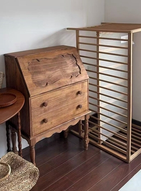 vintage中古风实木餐边柜 复古风咖啡馆民宿装饰柜子拍摄道具
