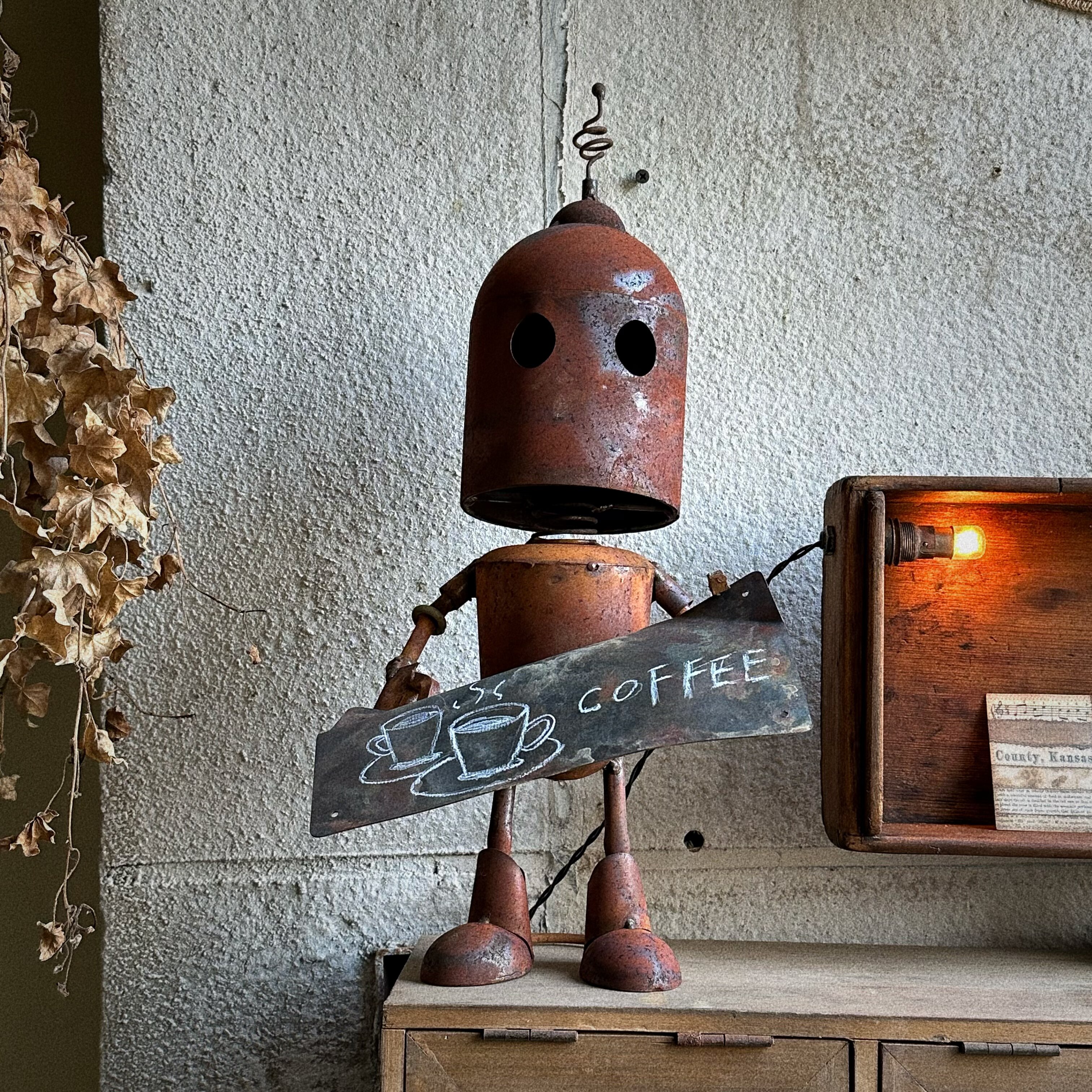 美式复古全铁艺机器人摆件民宿酒店咖啡馆甜品店陈列展示店铺招牌