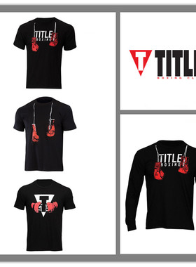 拳击T恤TITLE运动健身拳击服短袖潮流上衣服圆领男士T恤长袖纯棉
