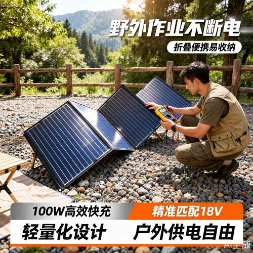 疆臣100W太阳能板户外便携充电