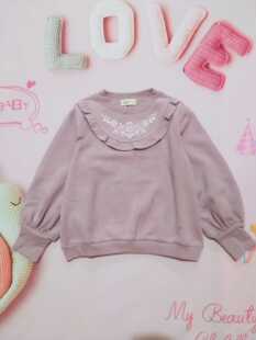 妮可贝贝春装新款童装中童卫衣女童花朵刺绣长袖上衣儿童宽松卫衣