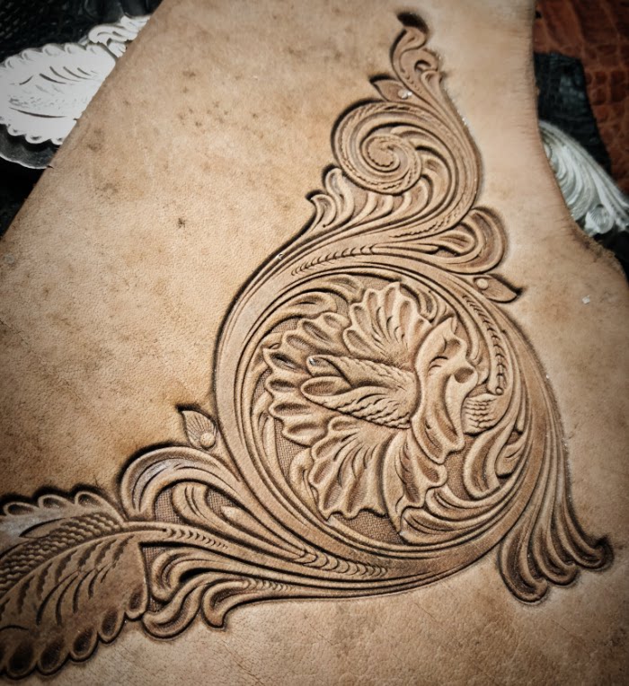 新款浮雕版唐草花纹角花皮革压花模具 唐草立体浮雕模具 两款入