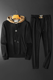F6077T032P2552025新款秋季卫衣长裤运动休闲套装黑色-黑底图，男装休闲套装，钱塘6077
