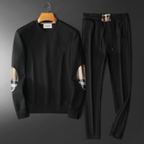 F6077T017P2402025新款秋季卫衣长裤运动休闲套装黑色-黑底图，男装休闲套装，钱塘6077
