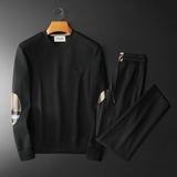F6077T017P2402025新款秋季卫衣长裤运动休闲套装黑色-黑底图，男装休闲套装，钱塘6077