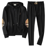 F6077T016P2802025新款秋季卫衣长裤运动休闲套装黑色-黑底图，男装休闲套装，钱塘6077