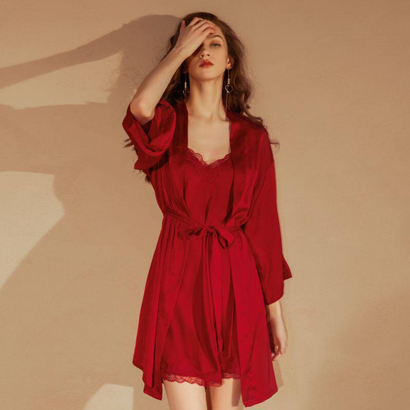性感睡裙女款夏冰丝纯睡裙简约大睡裙