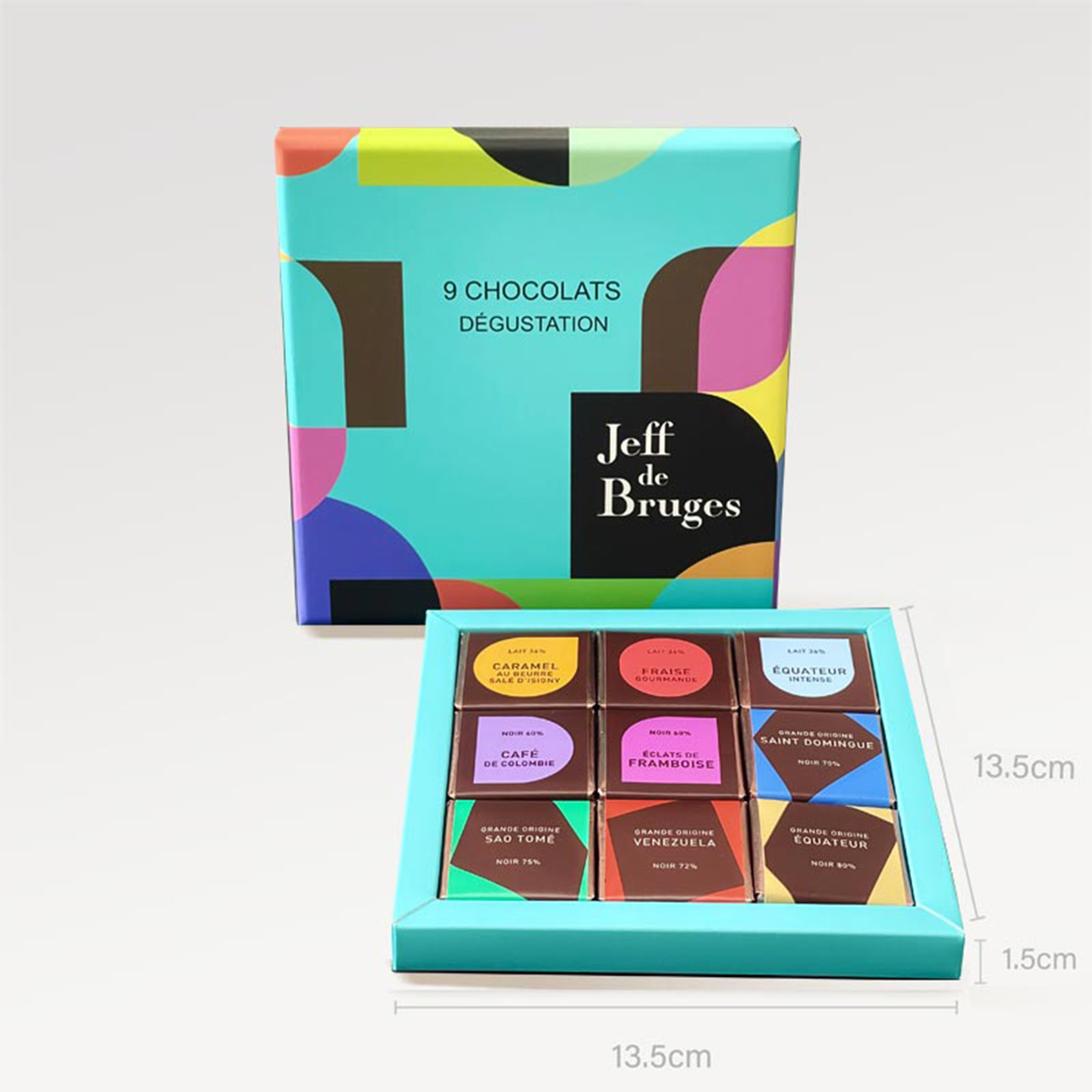 包邮Jeff de Bruges 法式九种风味小黑巧薄片巧克力（9片盒装）