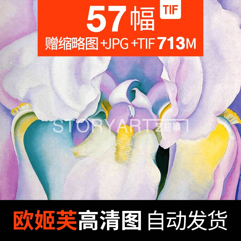 乔治亚欧姬芙油画高清图片电子版抽象花卉装饰画临摹喷绘打印素材