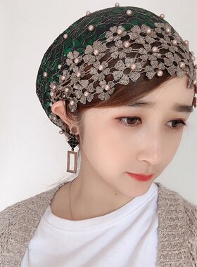 春秋季套头新款纱巾帽子时尚回族盖头女士回民头巾蕾丝遮发包头帽