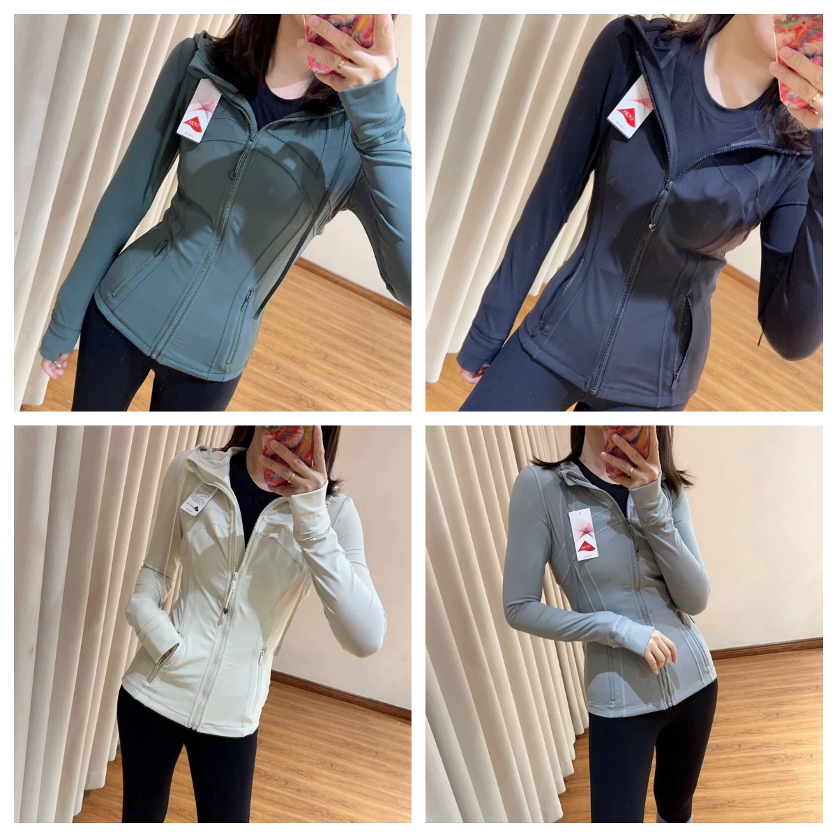 秋冬新品显瘦收腰磨毛细腻连帽拉链瑜伽运动户外健身外套上衣女