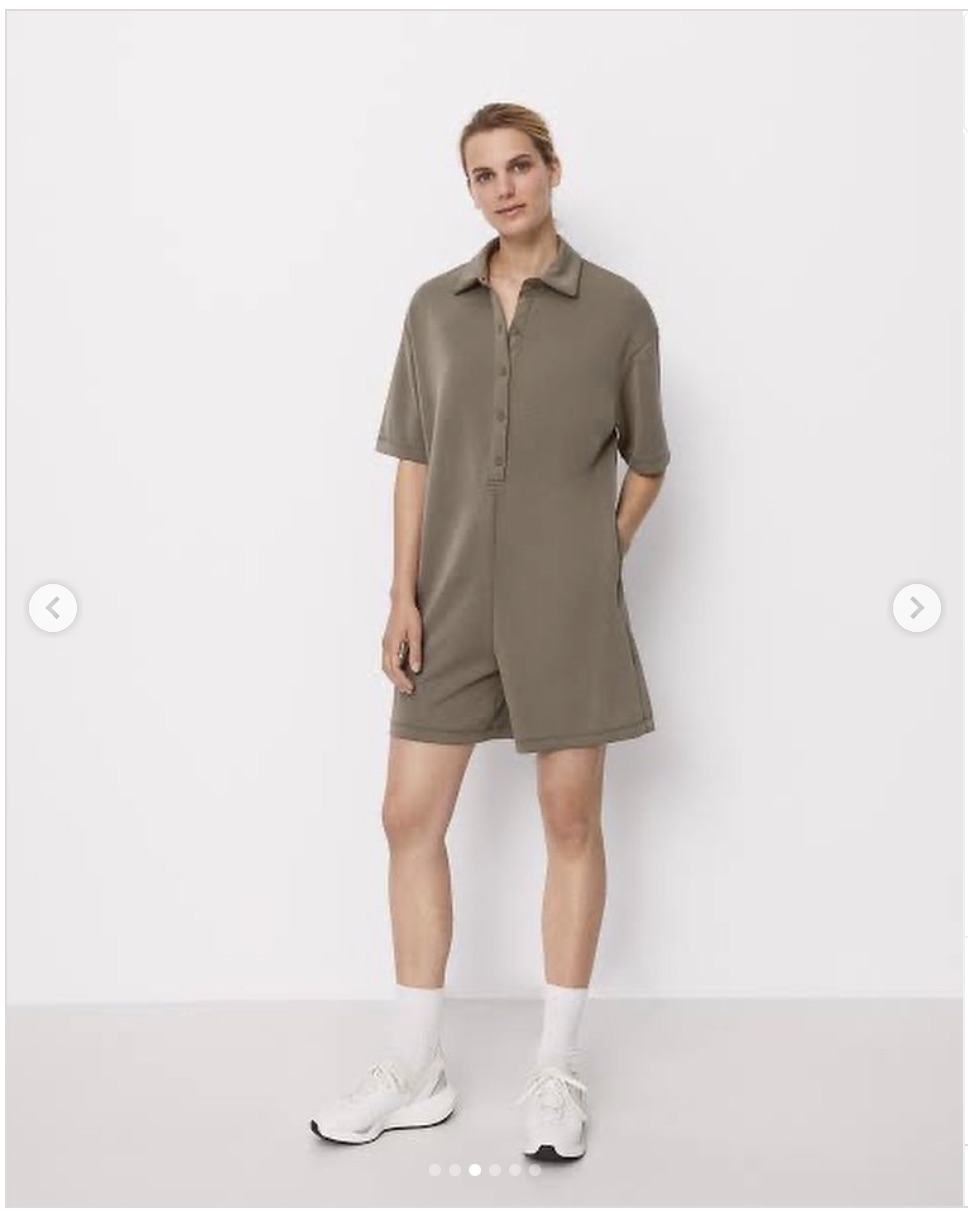 中腰短裤纽扣翻领连体裤