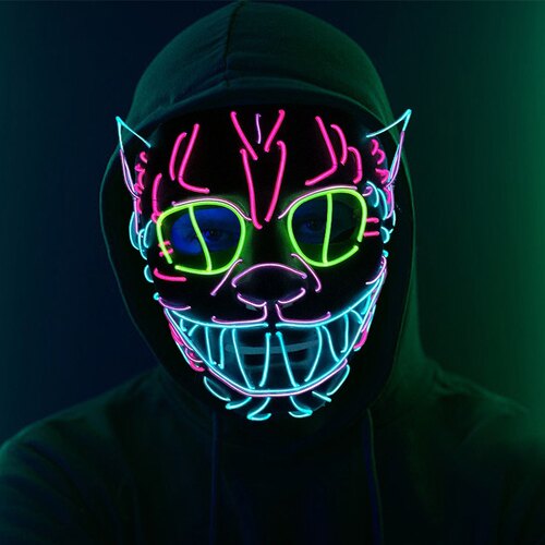 电音节蹦迪夜店led发光面具荧光表演闪光面罩 LED Face Mask