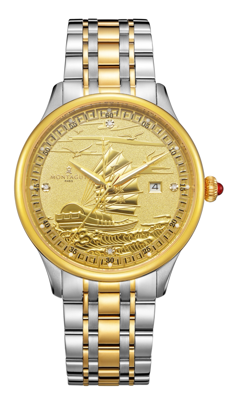 【官方直发】montagut梦特娇一帆风顺含金真钻全自动机械日历男表