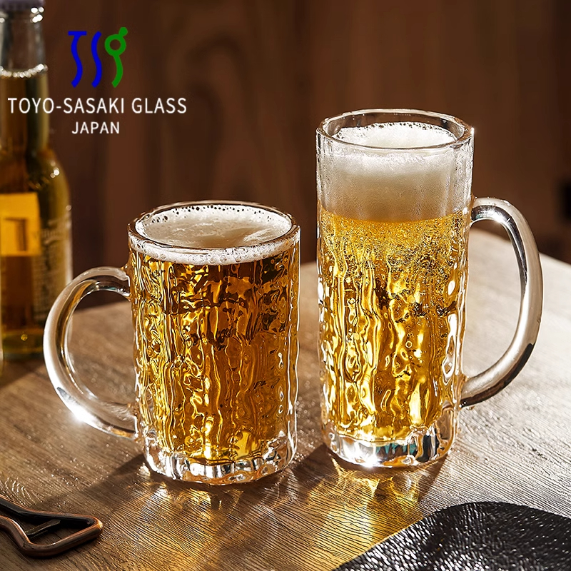 日本进口水晶玻璃大容量精酿扎啤杯高档带把啤酒杯耐热茶杯水杯子