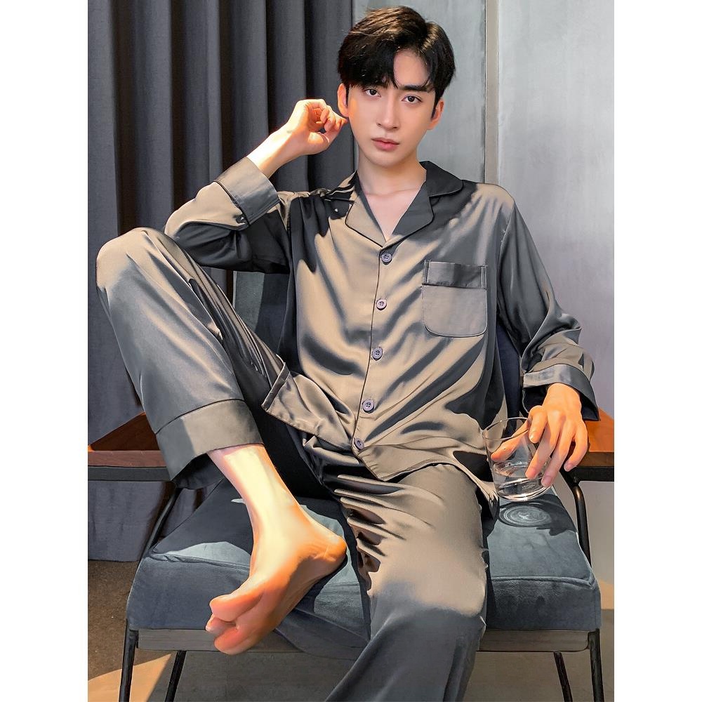 维多利亚男士真丝家居服套装