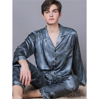 维多利亚男士真丝绸睡衣家居服