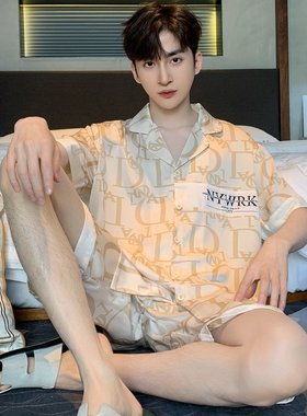 维多利亚男士真丝短袖短裤睡衣