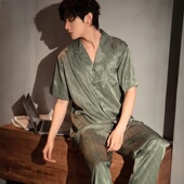 薄款 维多利亚睡衣男士 长裤 高级感家居服真丝夏季 春夏款 桑蚕丝短袖