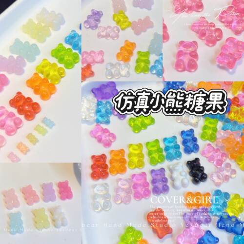 仿真迷你小熊糖彩迷你虹果汁糖果 DIY捏捏食玩奶油胶滴胶树脂配件