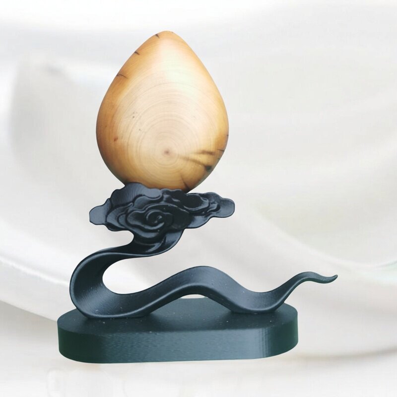 奇石禅意摆件祥云纹底座通用型小石头太湖玉石文玩戈壁石托架艺术