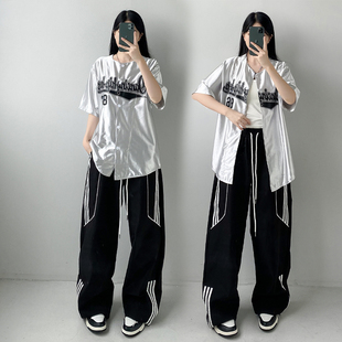 kpop女团银色ai未来科技感服装宽松打歌服男女团体街舞演出服套装