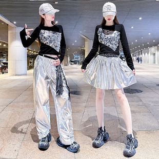 jazz爵士舞套装 成人亮片舞蹈女团演出服上衣hiphop街舞嘻哈舞台装