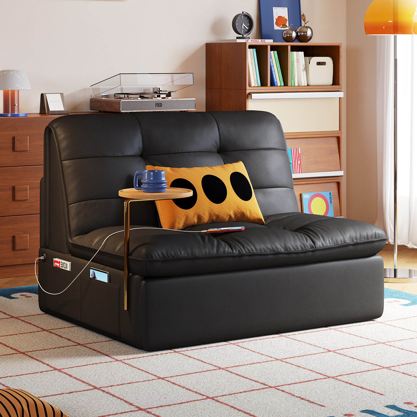 木宫匠家具毛毛虫电动沙发床可折叠一体两用单人小户型多功能新款