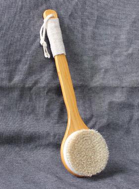 意简家楠竹长柄马鬃软毛沐浴刷搓背洗澡刷身体乳精油干刷按摩刷子