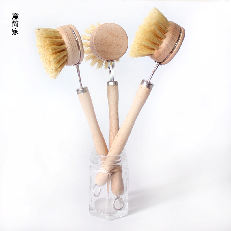 意简家热销实木长柄可替换头锅刷