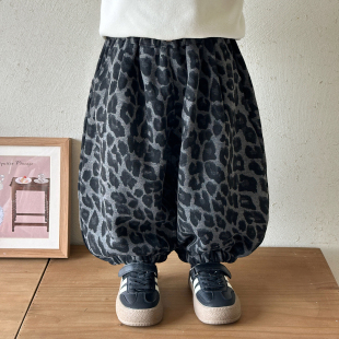 秋冬季 2025新款 豹纹童装 韩版 潮 男童裤 儿童哈伦裤 子加绒宝宝灯笼裤